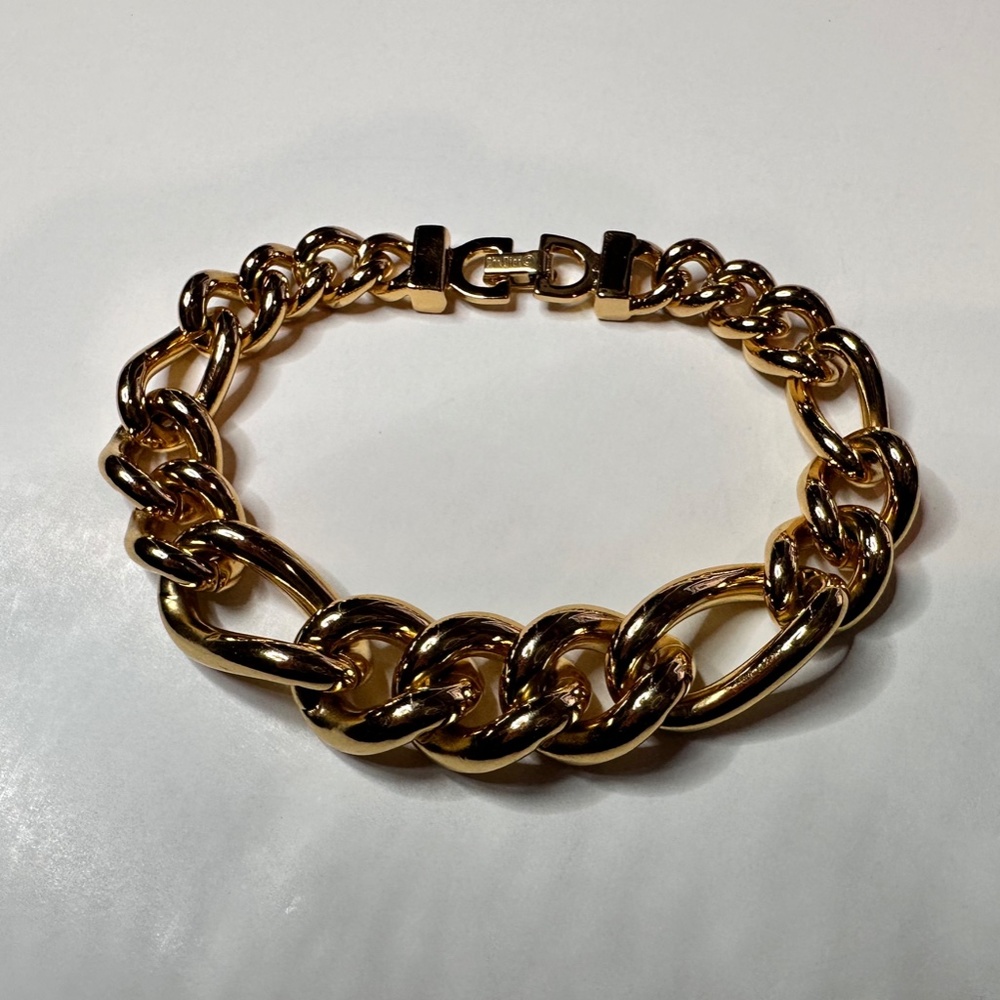 Christian Dior Gold Plated Metal Heavy Chain Link Bracelet. - Vtg. 90s - Picture 5 of 10